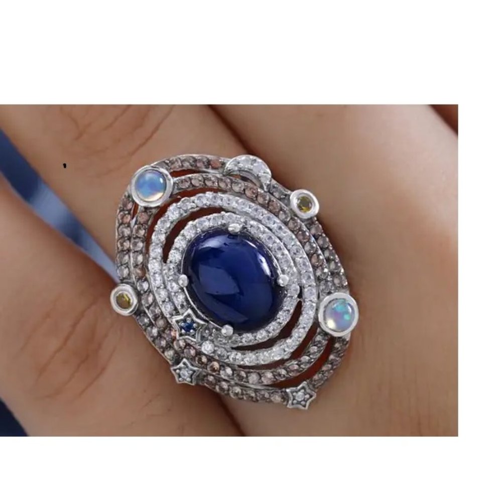 Star Sapphire - Sun and Moon Motif Ring